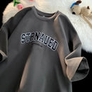 8XL Korean Loose Fit Fashionable Trendy American Retro Letter STR T-shirt Soft Casual Men's Multifunctional Couple Set
