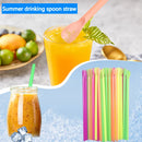 50-2000 Stücke Plastiklöffel-Trinkhalme Farbige Milchshake-Smoothie-Löffel-Trinkhalme für Bar Geburtstag Party Zubehör Großhandel