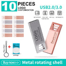10PCS USB Flash Drive 8G 16GB 32GB 64GB Pen Drive 3.0/2.0 Memory Stick 128GB Waterproof Cle USB Free LOGO Metal Pendrive Storage