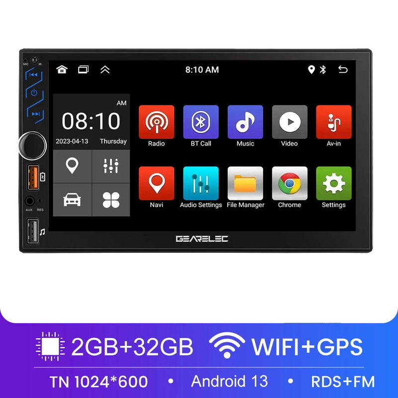 7 Inch Car Radio 2 Din Android 13 Carplay Android Auto Universal Car Multimedia Player Autoradio HD Touch Screen FM Bluetooth