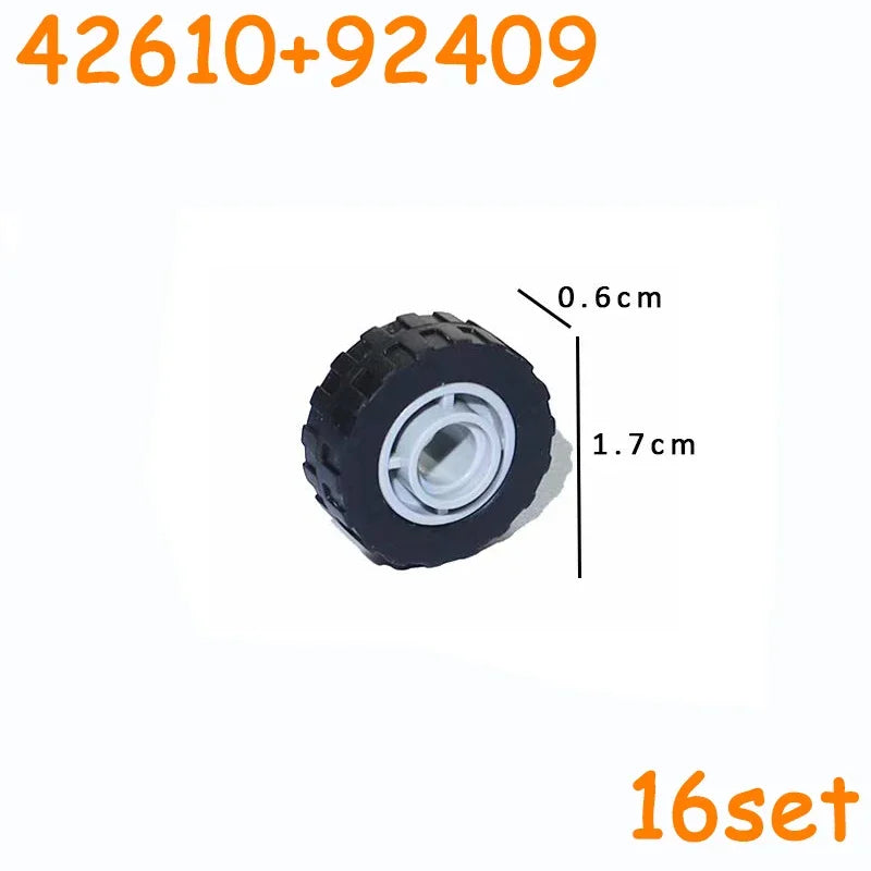 MOC Technical Tire Wheel Cross Hole Set Motorcycle Tyre & Rim Car Truck Wheels Hub Bricks Construction Building Blocks