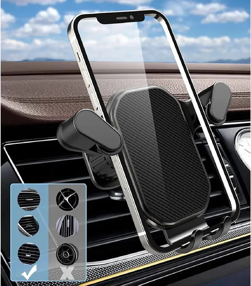 Air Vent Car Phone Holder Gravity Lock Phone Mount 360-Degree Flexible Adjustment Universal Auto Phone Stand for 4-7 Inches