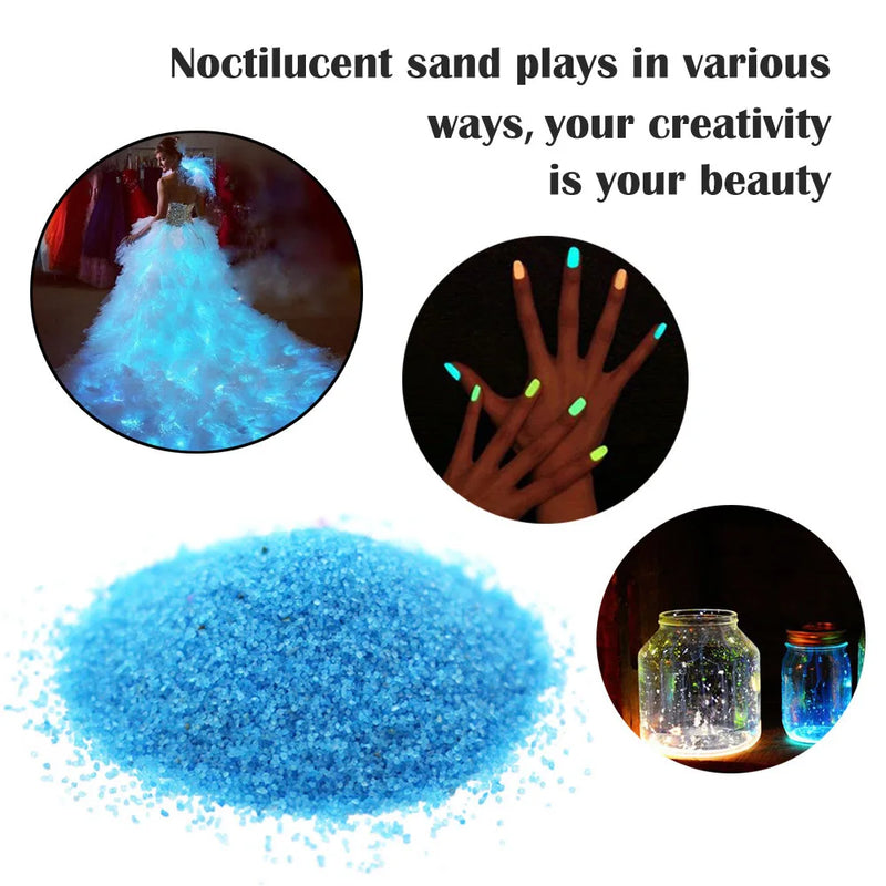 Colorful Noctilucent Sand Super Bright Night Light Sand Glow In Dark Sandblasting multiple Usages Glowing Crystal Party Ornament