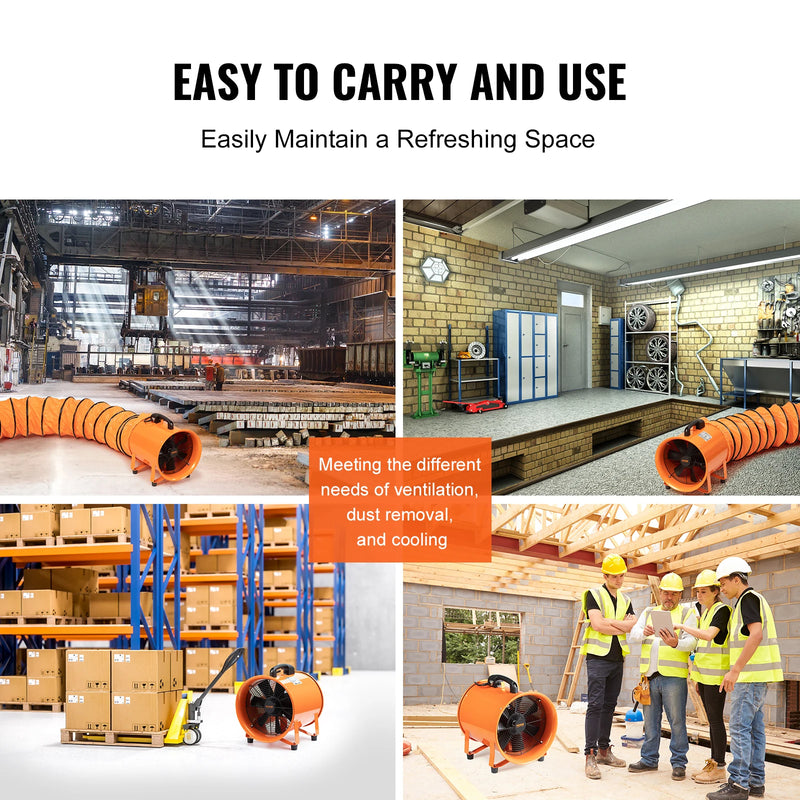 SucceBuy Industrial Exhaust Fan 10/12 inch Ventilation Fan Ventilator with 5M PVC Duct Exhaust Blower for Home Workplace Factory