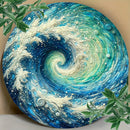 Waterproof Aluminum Wave Wall Art - Round Metal Tin Sign, HD Print & Fade Resistant, Easy to Hang Home Decor