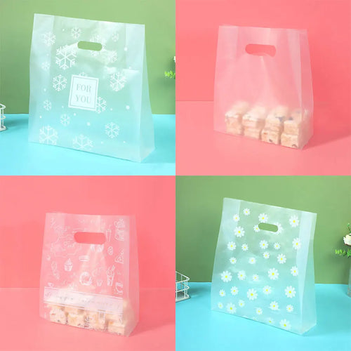 50/100Pcs Daisy Style Plastic Gift Bags With Handle, Shopping Bag Tote Bags Perfect for Mother's Day Wedding Birthday Holidays