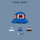 2024 New Korean-Japanese Hand Buckle Crochet Bucket Hat Spring and Autumn Winter Sun Hat Female Cherry Designer Bob Basin Hat