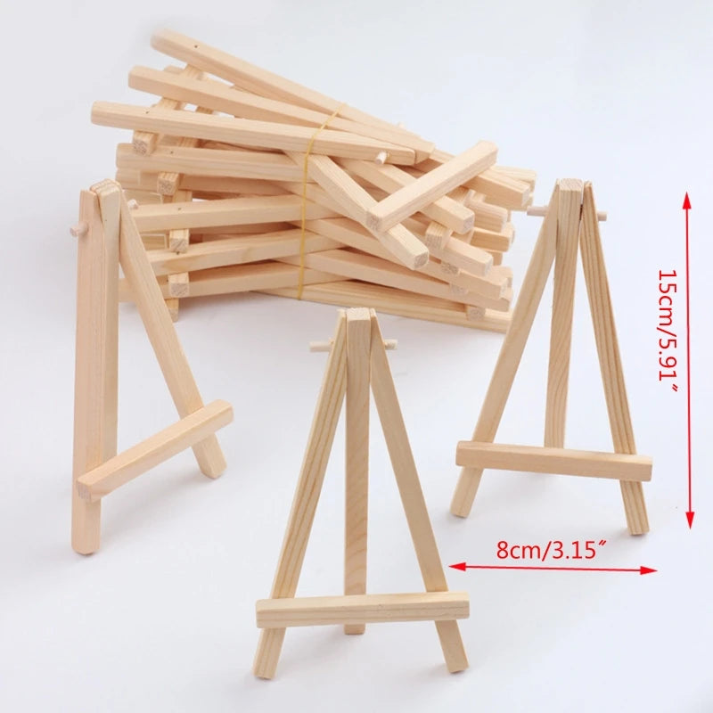 10PCS Small Desk Easels Canvas Painting Holder Wooden Tripod Easels Tabletop Display Stand for Photo Chalkboard Signs