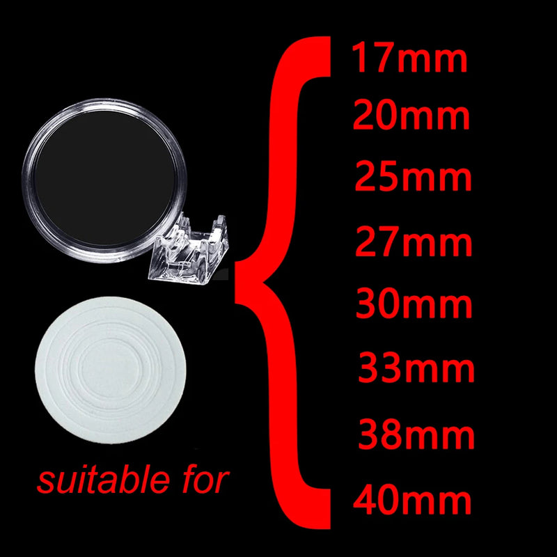 10Pcs 40mm Coin Capsule with Stand and Foam Gasket for 17/20/25/27/30/33/38/40mm Coin Collection Display Holder Organizer