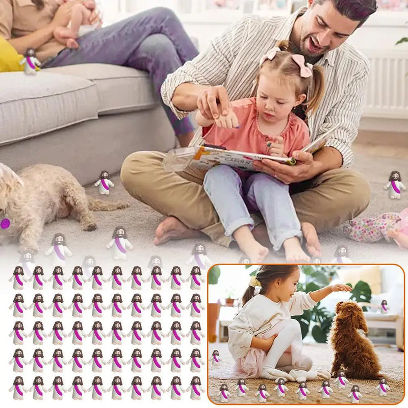 24/50/60pcs Mini Jesus Statue Easter Decoration Jesus Toys Figure Christ Religious Savior Jesus Doll Easter Supplies