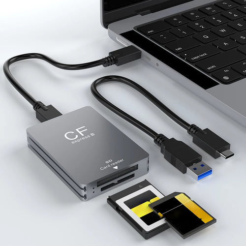 The Data Courier | 2-in-1 CFexpress Type B + SD Card Reader, USB 3.2 10Gbps