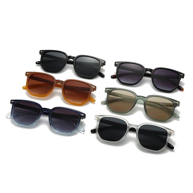 SHAUNA Fashion Polygon Square Sunglasses Women Gradient Shades UV400 Vintage Rivets Men Sun Glasses