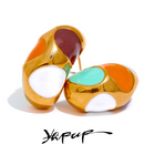 Yhpup Colorful Enamel Stainless Steel Half Empty Metal Fat Stud Earrings Waterproof Fashion Charm Jewelry Bijoux for Women