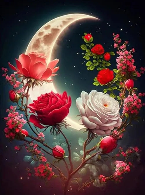 AZQSD 5d Diamond Painting Moon Landscape Full New Embroidery Rose Flower Home Decoration Diy Crafts Needlework Rhinestones Gift