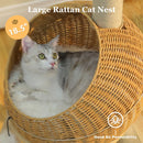 Dinosaur Cat Tree Tower with Sisal Scratching Post Large Rattan Cat Condo for Indoor Wicker Cat Bed with Removable Mat Cat Toys