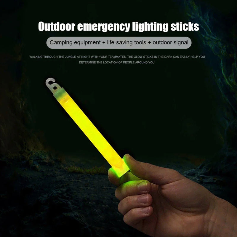 Military Glow Light Sticks Waterproof Concert Party Light Stick with Hook Camping Hiking Walking SOS Gear Survival Kits