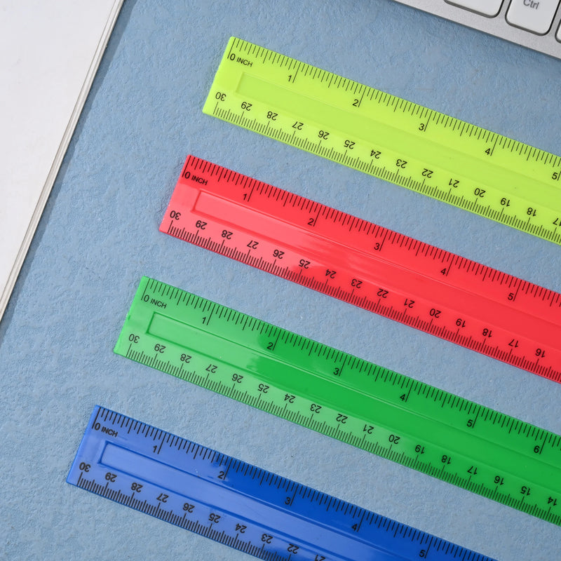 4pcs 30cm Colorful Plastic Straight Rulers Kawaii Stationery Drawing Measuring Tool School Office Supplies Kids Student Prize