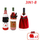 Christmas Wine Bottle Cover Set Santa Claus Snowman Knitted Wool Red Wine Bottle Bags For New Year Xmas Party Dinner Table Decor