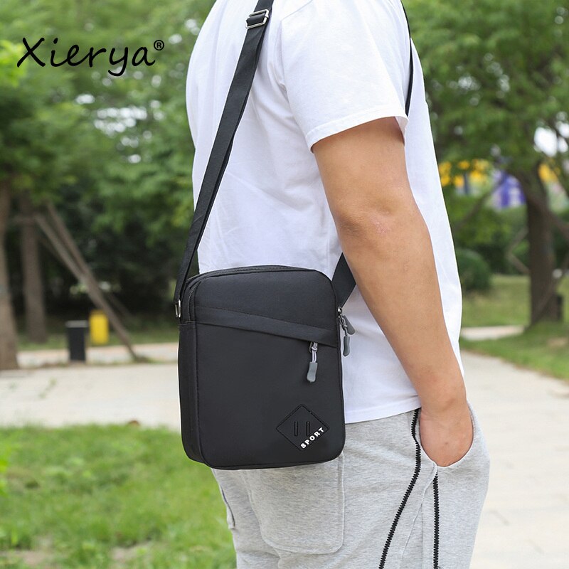 Xierya Men Messenger Bags Canvas Shoulder Bag Mens Simple Waterproof Crossbody Bag Travel Mini Satchel Bag for Man Waist Packet