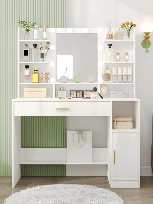 Hzuaneri Hzuaneri Bedside Table set of 2, with Charging Station,  Side Table with LED Lights, 1 Open Compartment and 2 Drawers
