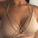 Sexy Shiny Crossed Network Rhinestone Bra Body Chain Exaggerated Women's Crystal Bikini Bra Chain Valentine's Day Gift