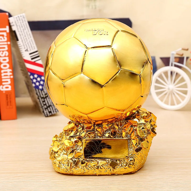 Golden Ball Football Cup Football Trophy Office Decoration with Electroplated Technology Football Cup Resin Gift Memorabilia