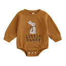 Infant Unisex Hoodies Rompers Easter Outfits Bunny Initial Embroidery Sleeved Spring s Playsuits for Toddlers