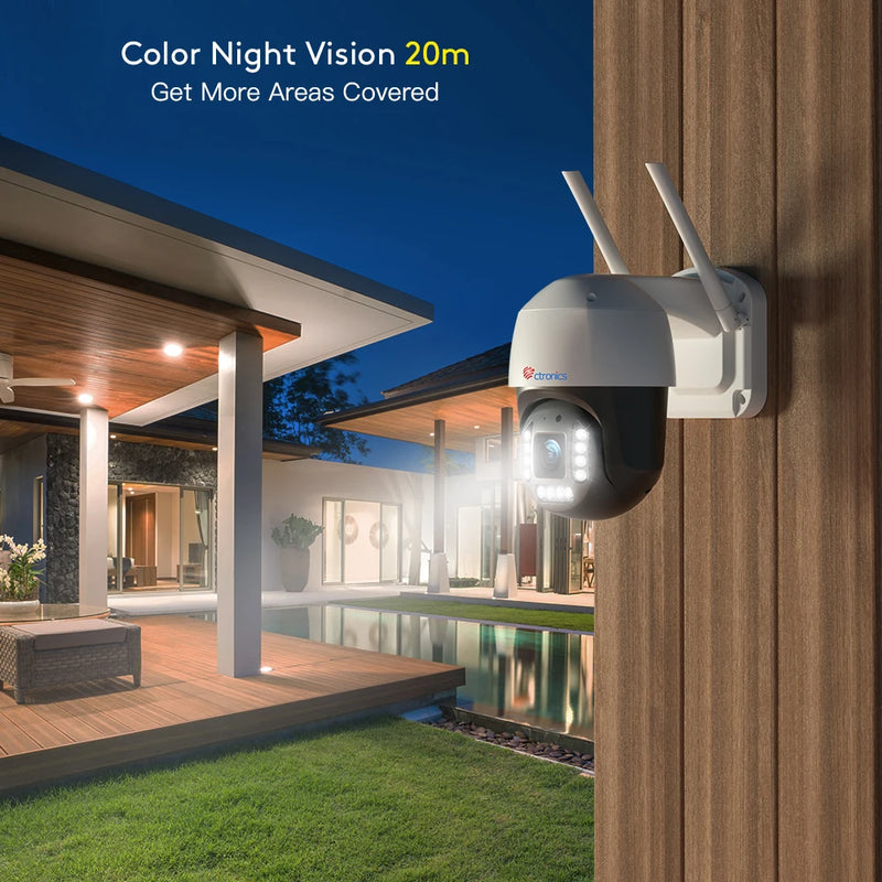 Ctronics Real 4K Outdoor Surveillance Camera 5G Wifi 8MP 3840x2160P Full Color Night Vision Security IP Camera 360 Auto Tracking