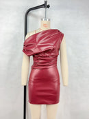 The Mirabelle | Strapless Faux-Leather Party Mini Dress