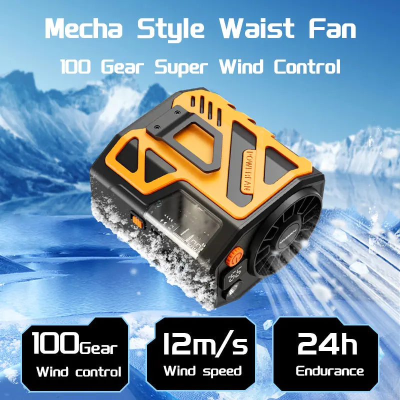 Outdoor Leisure And Work Waist Mounted Cooling Fan, Compact And Portable, With High Wind Power, Long Endurance, And Flashlight