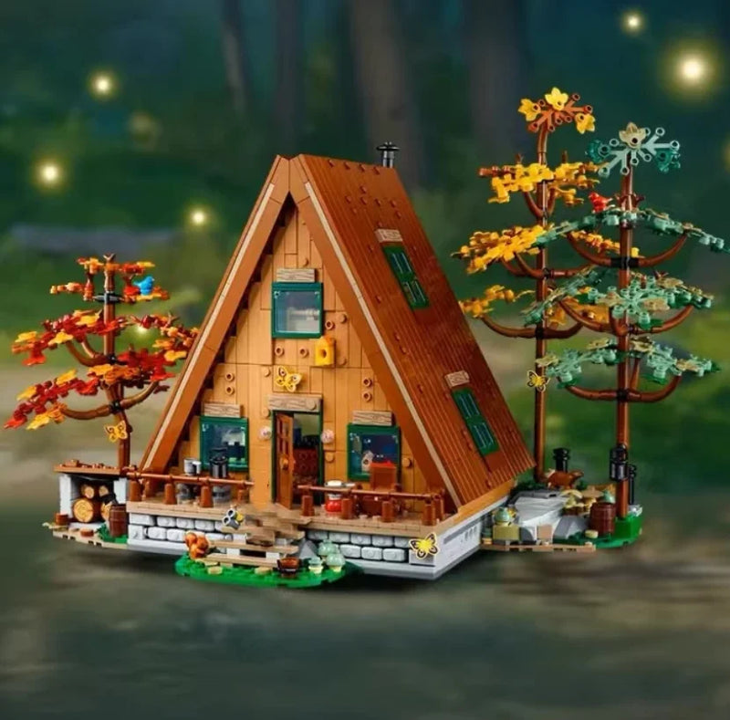 2024 NEW A- Frame Cabin Forest House Compatible 21338 Building Blocks stock Street View Bricks Toy For Children Gift