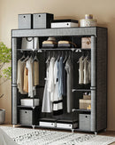 Hzuaneri Wardrobe, Fabric Wardrobe, 162 x 43 x 175 cm, Portable Wardrobe for Bedroom,3 Clothes Rails with Non-Woven Fabric Cover