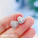 Huitan Classic Heart Stud Earrings Crystal Cubic Zirconia Eternity Timeless Women Earrings Fancy Girl Gift High Quality Jewelry