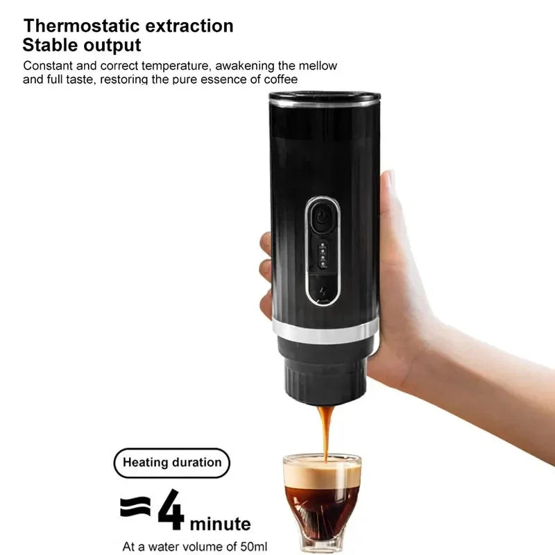 Portable Italian Espresso Machine 3-in-1 Capsule Powder Electric Outdoor Car Mounted Wireless Heating Coffee Machine Fast Charge