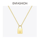 ENFASHION Cute Lock Choker Necklace Women Gold Color Stainless Steel Geometric Femme Pendant Necklaces Fashion Jewelry P193038