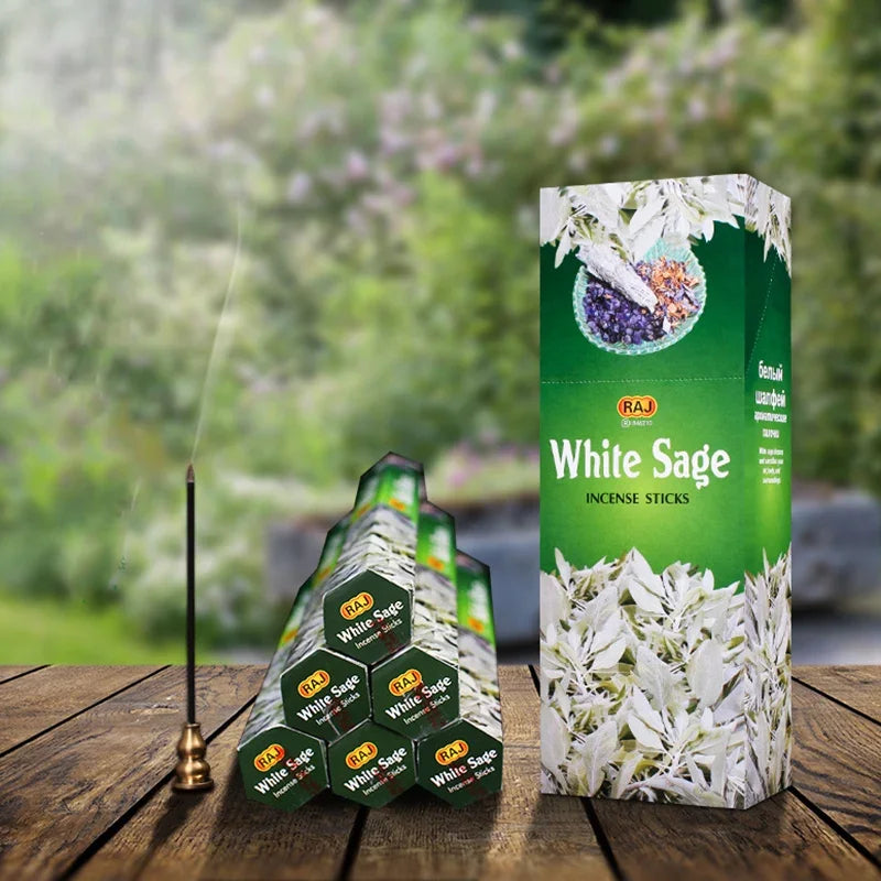 White Sage India Stick Incense Handmade Natural Meditation Sandalwood Frankincense Yoga Incense Flower Scent Tibetal 1box