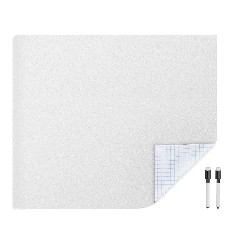 2Pc Whiteboard Dry Erase Board Sticker Wall Sticker Self Adhesive Backing Roll with Markers for Wall Office Home Classroom White