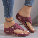Large Size Casual Sandals Women Summer New Thick Sole Clip-toe Hollowed Ladies Slides Flip Flops Wedge Heel Solid Color Slippers