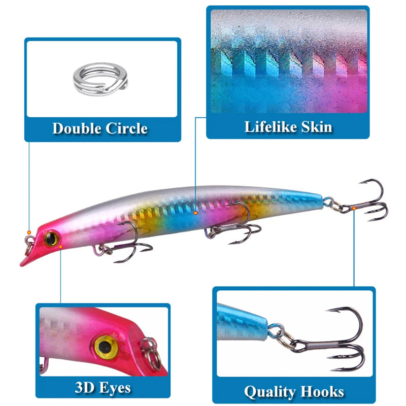 6pcs Crankbaits Fishing Lures Sea Topwater Popper Surface Hard Bait Artificial Wobblers For Pike Trolling Carp Fishing Tackle