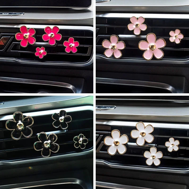 4Pcs/Set Car Outlet Vent Perfume Clips Car Air Freshener Conditioning Aromatherapy Small Daisy Interior Decoration Accessories