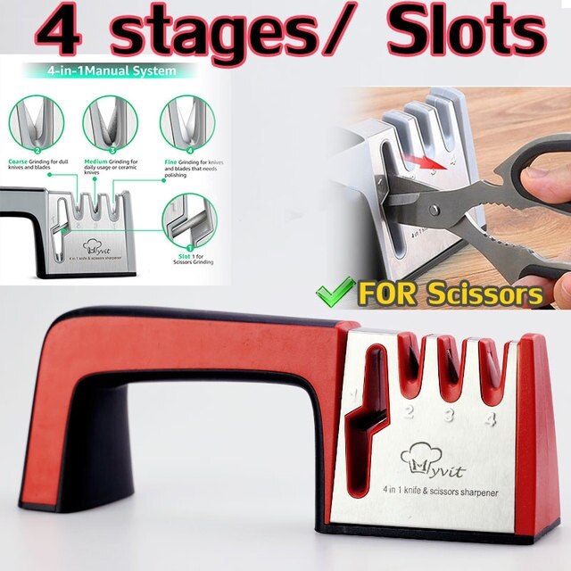 Knife Sharpener 4 Stages In 1 Professional Whetstone Kitchen Sharpening Stone Diamond Fine Scissors Grinder Chef Honing Tool