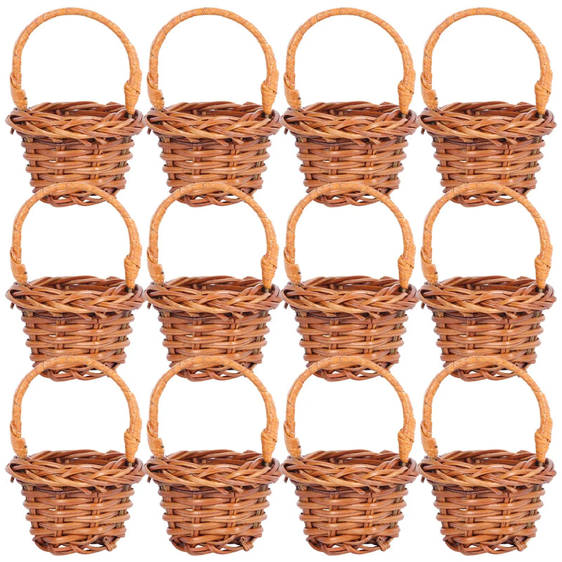 Hanabass Mini Woven Basket Miniature Flower Basket Dollhouse Miniature Flower Basket Small Easter Candy Gift Basket Party Favors