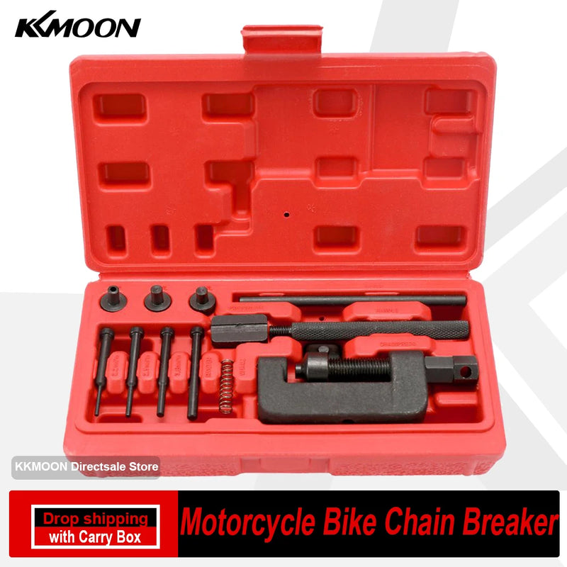 KKmoon Motorcycle Bike Chain Breaker Splitter Link Riveter Universal Bikes Riveting Tool Set Cycling Accessories with Carry Box