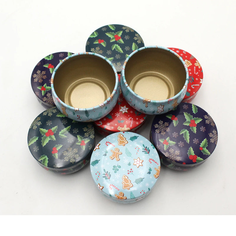 12pcs Premium Floral Printed Candle Tins，DIY Round candle container，Be used for Creative Candle Making, Christmas candle jars.