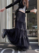 Korobov Sweet A-line Skirts for Women Faldas Para Mujeres Autumn New High-waisted Slim Fairy Cake Skirt Vintage Y2k Long Skirt