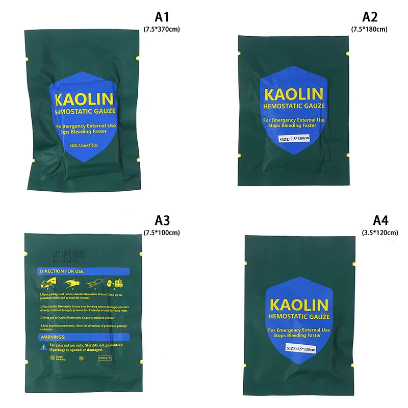 1Bag Hemostatic Kaolin Gauze Combat Emergency Trauma Z-Fold Soluble For Ifak Tactical  First Aid Kit Medical Wound