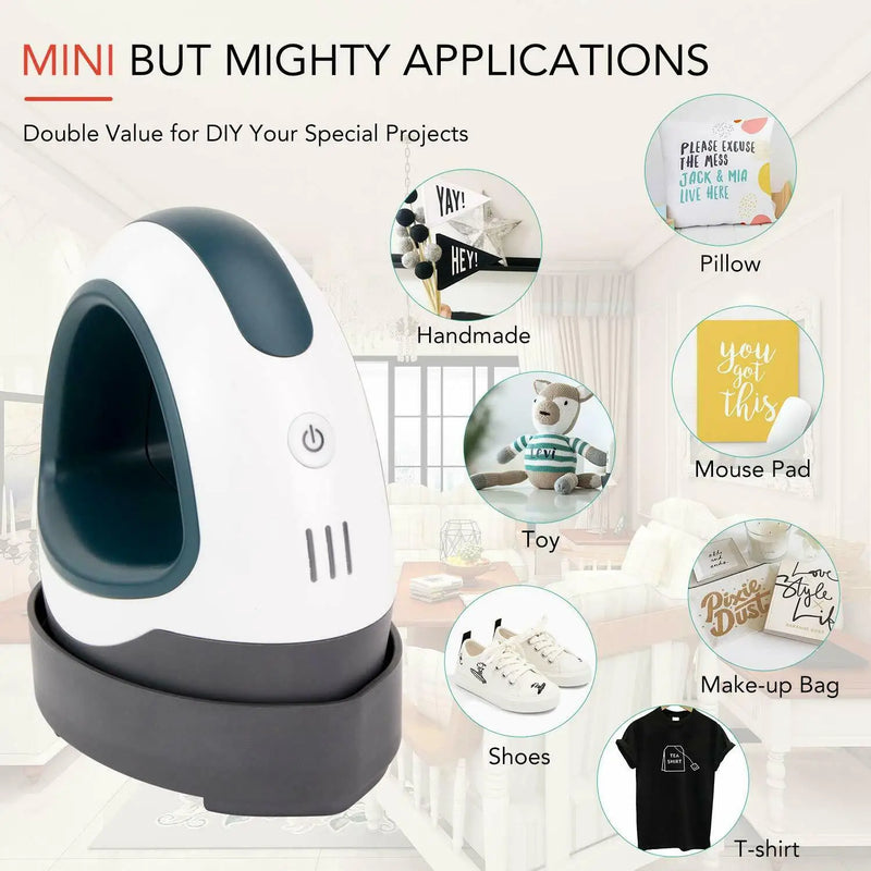 HTVRONT MINI Heat Press Machine Portable Easy Press Iron On HTV Vinyls for Cricut DIY Printing T-shirt Clothes Bags Hats Pads