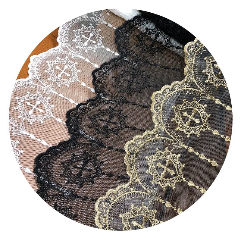 5yard Cross Lace Fabric Table Runner Skirt Christmas Easter Day Christian Catholicism Water Soluble Mesh Lolita Jewelry Party