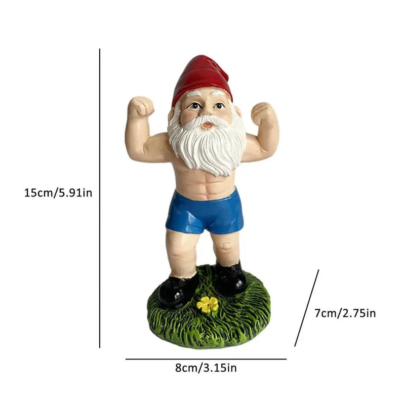 Cute Creative Naughty Gnome Dwarf Garden Decor Statue Old Man Fairy Ornament Easter Dumbbell Weightlifting Gnome Sculpture