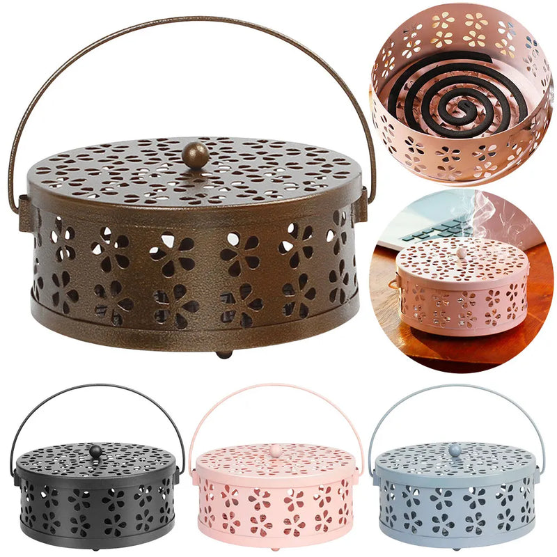 Portable Stainless Steel Round Rack Plate Modern Spiral Cover Mosquito Coil Holder Tray Incense Insect Repellen Candle Holder